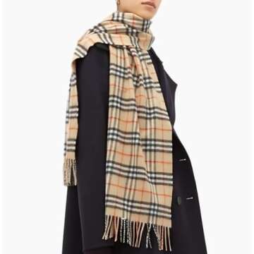 vimate Men Camel Plaid Scarf, Oversized Scottish Clan Tartan Plaid Cashmere Feel Shawl Wrap Winter Scarf (US-Classic Camel Plaid)