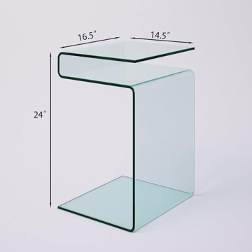 Clear Glass S-Shaped Nightstand Side Table Modern Home
