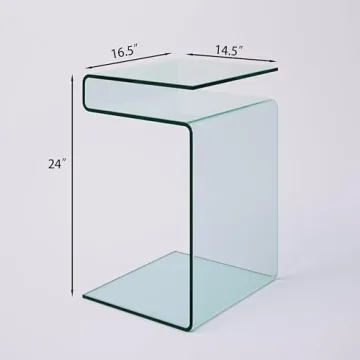 Clear Glass S-Shaped Nightstand Side Table Modern Home