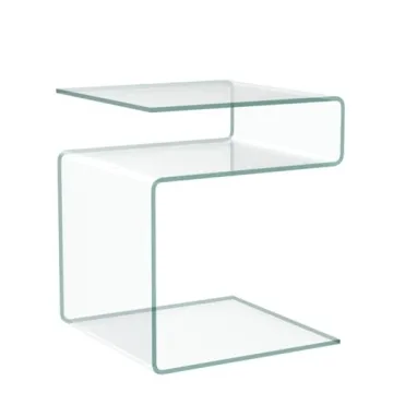 Clear Glass S-Shaped Nightstand Side Table Modern Home