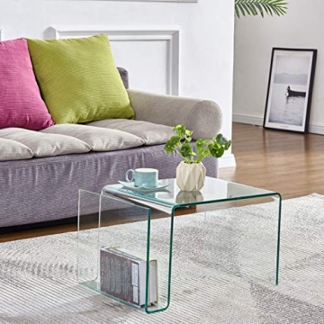 Clear Glass S-Shaped Nightstand Side Table Modern Home