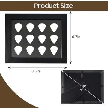 Stylish Allenkwok Guitar Pick Display Frame - Holds 12 Picks, 8.3 x 6.7 Inches
