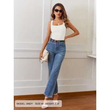 MEROKEETY Women's 2025 Ribbed Tank Tops Knit Square Neck Sleeveless Shirts Summer Casual Basic Tanks White S