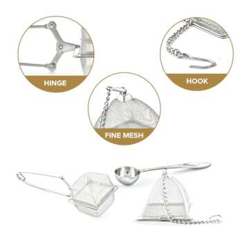 VAHDAM Perfect Serve Tea Spoon | Get 2 Infusers Free | Stainless Steel, Perfect Measure Loose Leaf Tea Spoon With Extra Square Tea Infuser & Pyramid Tea Infuser - Durable Tea Maker