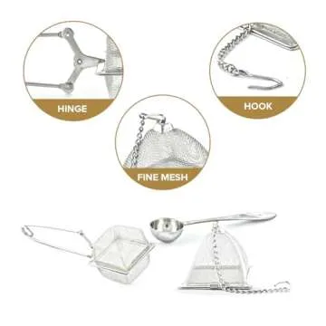 VAHDAM Perfect Serve Tea Spoon | Get 2 Infusers Free | Stainless Steel, Perfect Measure Loose Leaf Tea Spoon With Extra Square Tea Infuser & Pyramid Tea Infuser - Durable Tea Maker