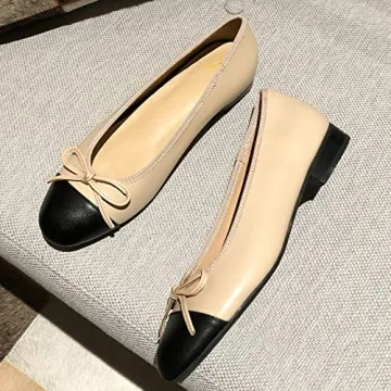 SHODENSE Cap Toe Bow Flats - Stylish & Comfortable for Women