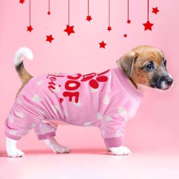 BAOBICUTE Dog Valentines Pajamas Outfit Soft Lightweight Velvet Dog Onesie Dog Winter Clothes for Sm...