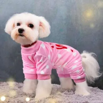 BAOBICUTE Dog Valentines Pajamas Outfit Soft Lightweight Velvet Dog Onesie Dog Winter Clothes for Small Medium Large Pet Dogs Cats