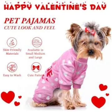 BAOBICUTE Dog Valentines Pajamas Outfit Soft Lightweight Velvet Dog Onesie Dog Winter Clothes for Small Medium Large Pet Dogs Cats