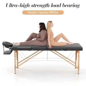 Homedraft Massage Table Massage Bed, Portable 2 Section Foldable Tattoo Bed, Height Adjustable Spa Lash Bed with Face Cradle, Home Light Weight Facial Salon Bed with Wood Frame, Black