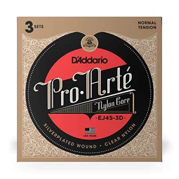 D'Addario Pro-Arte Classical Guitar Strings - EJ45-3D - 3-Pack with Warm Tone
