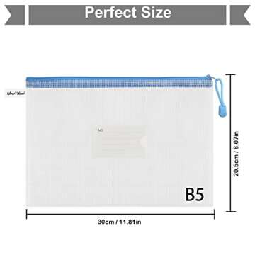 MerryNine Zipper Pouch Document Bag(5 Colors,10 Pack), Letter Size Waterproof Document Pouch with Ca...