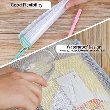 MerryNine Zipper Pouch Document Bag(5 Colors,10 Pack), Letter Size Waterproof Document Pouch with Card Pocket for School Office Supplies, Bill Storage，Cross Stitch Organizing Storage(B5-11.81"x8.07")