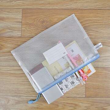 MerryNine Zipper Pouch Document Bag(5 Colors,10 Pack), Letter Size Waterproof Document Pouch with Card Pocket for School Office Supplies, Bill Storage，Cross Stitch Organizing Storage(B5-11.81"x8.07")