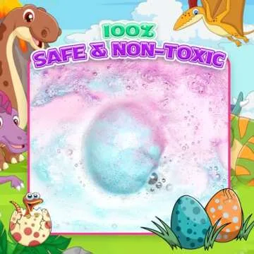 Valentines Day Gifts for Kids Classroom :Sanyi Bath Bombs for Kids with Dragon Toys Inside, Dinosaur Toys Gifts for Kids 5-7, Dino Egg Bubble Bath Birthday Gifts for Boys Girls