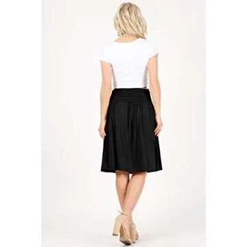 Black Skirts for Women Knee Length High Waisted Black Skirt Flowy Skirt Black Aline Skirt Black Pocket Skirt (Size X-Large, Black)