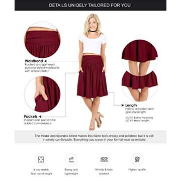 Black Skirts for Women Knee Length High Waisted Black Skirt Flowy Skirt Black Aline Skirt Black Pocket Skirt (Size X-Large, Black)