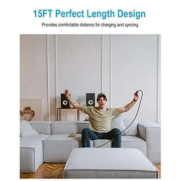 DEEGO Micro USB Cable,15Ft Extra Long PS4 Controller Charger Cable,Enduring Android Charging Cord Fi...