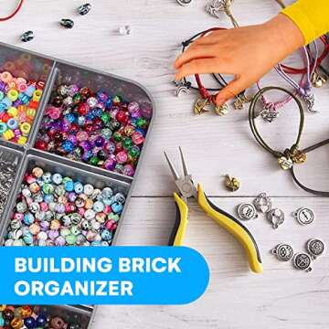 Multi-Compartment Stackable Craft Storage Organizer Box with Dividers - Plastic Hobby Art Organizer Storage Containers, Beads, Sewing Supplies, and Jewelry Making - Craft Organizers Container (Black)