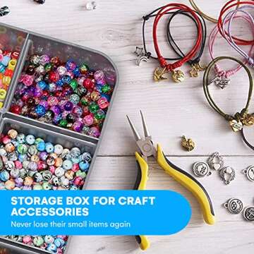 Multi-Compartment Stackable Craft Storage Organizer Box with Dividers - Plastic Hobby Art Organizer Storage Containers, Beads, Sewing Supplies, and Jewelry Making - Craft Organizers Container (Black)