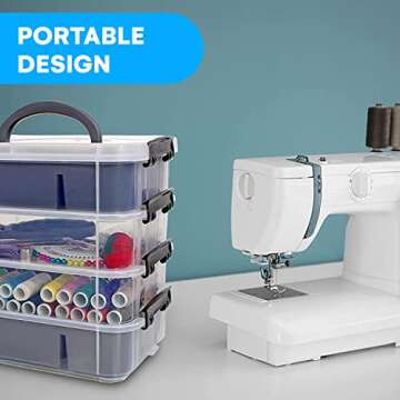 Multi-Compartment Stackable Craft Storage Organizer Box with Dividers - Plastic Hobby Art Organizer Storage Containers, Beads, Sewing Supplies, and Jewelry Making - Craft Organizers Container (Black)