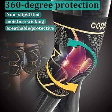 Copper Knee Braces for Women and Men 2 Pack, Knee Compression Sleeve for Knee Pain, Arthritis,ACL, Meniscus Tear, Joint Pain Relief, Knee Support for Running, Working Out, Fitness, Weightlifting-L