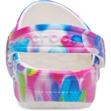 Crocs Classic Tie Dye Clogs (Toddler), Pink/White, 9 Toddler