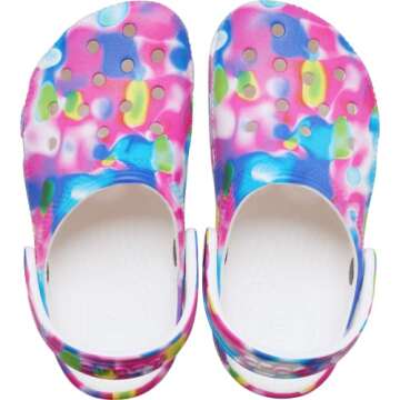 Crocs Classic Tie Dye Clogs (Toddler), Pink/White, 9 Toddler