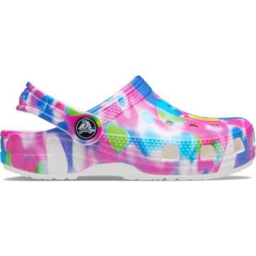 Crocs Classic Tie Dye Clogs (Toddler), Pink/White, 9 Toddler