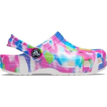 Crocs Classic Tie Dye Clogs (Toddler), Pink/White, 9 Toddler