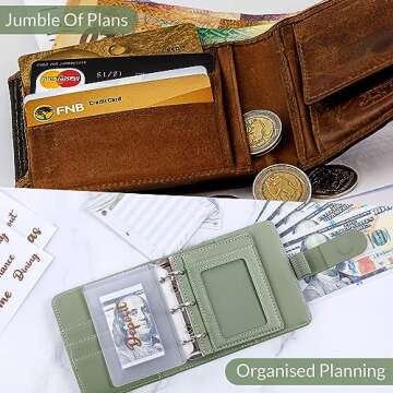 Zuozee Mini Money Saving Binder, A8 Budget Binder Wallet with 8Pcs Cash Envelopes for Budgeting, Sav...