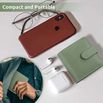 Zuozee Mini Money Saving Binder, A8 Budget Binder Wallet with 8Pcs Cash Envelopes for Budgeting, Savings Binder for Cash with 12Pcs budgeting Sheets and 2Pcs Golden Labels