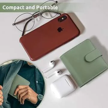 Zuozee Mini Money Saving Binder, A8 Budget Binder Wallet with 8Pcs Cash Envelopes for Budgeting, Savings Binder for Cash with 12Pcs budgeting Sheets and 2Pcs Golden Labels