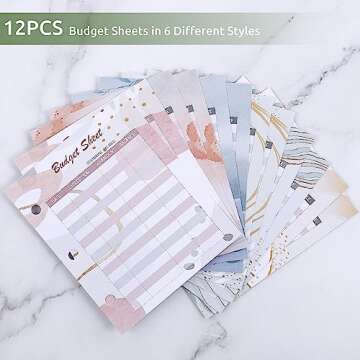 Zuozee Mini Money Saving Binder, A8 Budget Binder Wallet with 8Pcs Cash Envelopes for Budgeting, Savings Binder for Cash with 12Pcs budgeting Sheets and 2Pcs Golden Labels