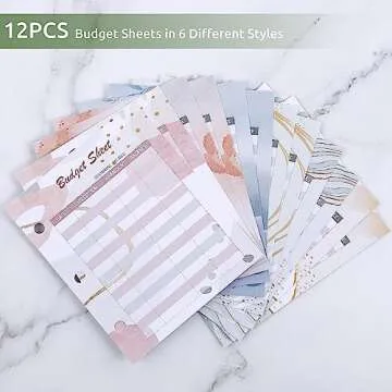 Zuozee Mini Money Saving Binder, A8 Budget Binder Wallet with 8Pcs Cash Envelopes for Budgeting, Savings Binder for Cash with 12Pcs budgeting Sheets and 2Pcs Golden Labels