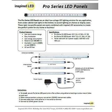 Inspired LED Super Deluxe Pro Series 21 LED Kit w/Inline dimmer | Under Cabinet Lighting | 24 Watt 12V DC | Warm White ~3000 K 145 lm/ft