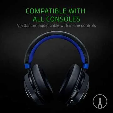 Razer Kraken Gaming Headset: Lightweight Aluminum Frame - Retractable Noise Isolating Microphone - For PC, PS4, Nintendo Switch - 3.5 mm Headphone Jack - Classic Black/Blue (Renewed)