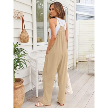AUTOMET Jumpsuits for Women Casual Summer Outfits Rompers Comfy Y2k Loose Baggy Trendy Overalls Jumpers Fashion Clothes 2025 Khaki L