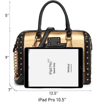 Dasein Women's Patent Leather Barrel Bag with Studs