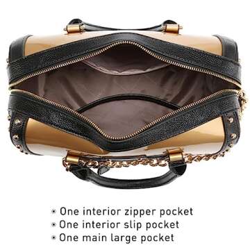 Dasein Women's Patent Leather Barrel Bag with Studs