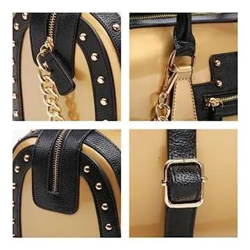 Dasein Women's Patent Leather Barrel Bag with Studs