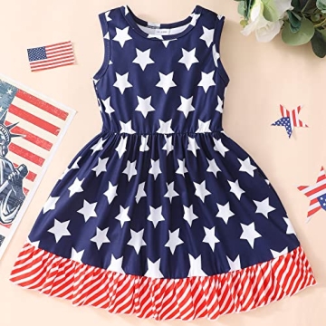 Popshion 4th of July Dress for Kids Comfortable Celebration Dress