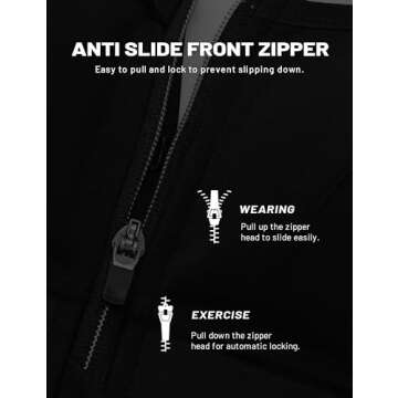 SYROKAN Womens' Sports Bra High Impact Support Zip Front Adjustable Large Bust Racerback Wirefree Padded Black 40DD