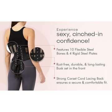 SHOP-INN Women's Waist Training Underbust Corset - Hourglass Body Shaper