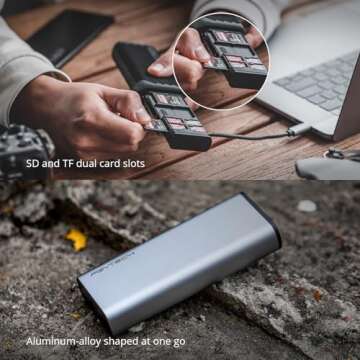 PGYTECH CreateMate High-Speed SD Card Reader USB 3.1 Type-C SD/TF Card Carrying Case Holder for Cameras, Smartphones, Drones, Action Cameras (Black)