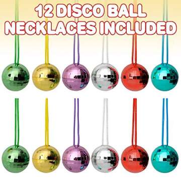 ArtCreativity Disco Ball Necklaces - 12 Pack for 70s Themed Party Fun!