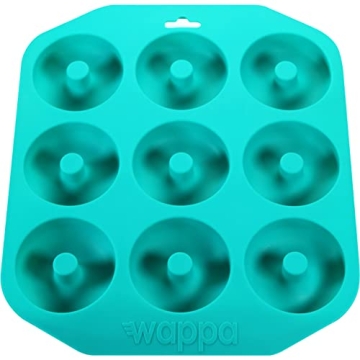 Large Donut Pan – Non-stick Silicone Donut Pan Made Of Heavy Duty, Heat Resistant Material To Bake 9 Full Size Donuts/Bagels/Muffins & Other Delicacies – Professional Grade Doughnut Pan (Turquoise)