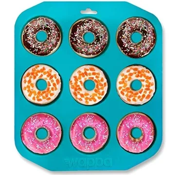 Large Donut Pan – Non-stick Silicone Donut Pan Made Of Heavy Duty, Heat Resistant Material To Bake 9 Full Size Donuts/Bagels/Muffins & Other Delicacies – Professional Grade Doughnut Pan (Turquoise)