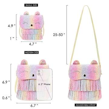 mibasies Cat Gifts for Girls Kids Purse Toddler Tassel Shoulder Crossbody Bag