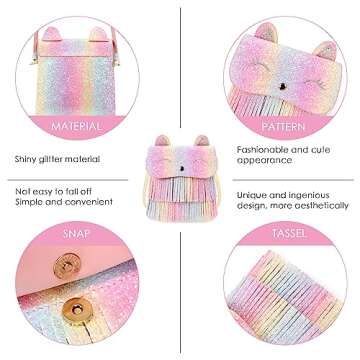 mibasies Cat Gifts for Girls Kids Purse Toddler Tassel Shoulder Crossbody Bag